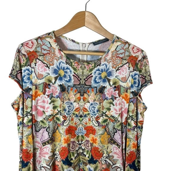 ALEXANDER MCQUEEN Slash Sleeve Kaleidoscope Floral Print Top - Picture 5 of 15